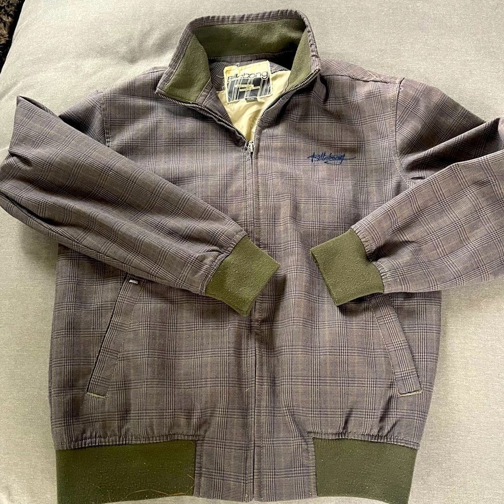 Billabong Plaid Bomber Jacket - Olive and Gray